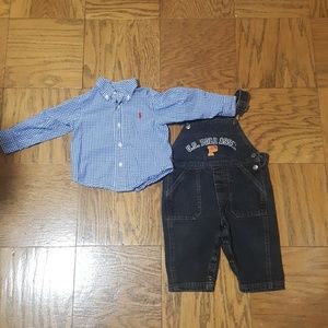 U.S.Polo ASSN overalls  and Ralph Lauren T Shirt